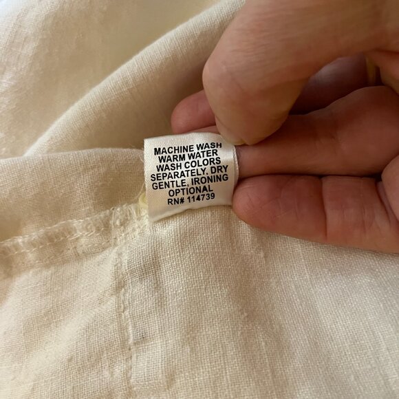 FLAX Size S Cream Short Sleeve Tunic Shirt Collared *Flaw - Picture 12 of 13